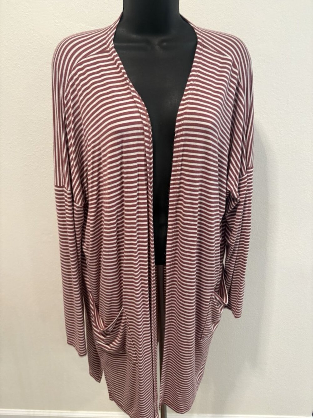 Texas True Thread Women Size XL Open Front Tunic Top Pockets Stripe